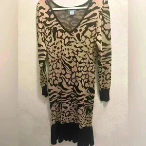 Ashley & Sage- Leopard bodycon sweater dress. Size 2X.